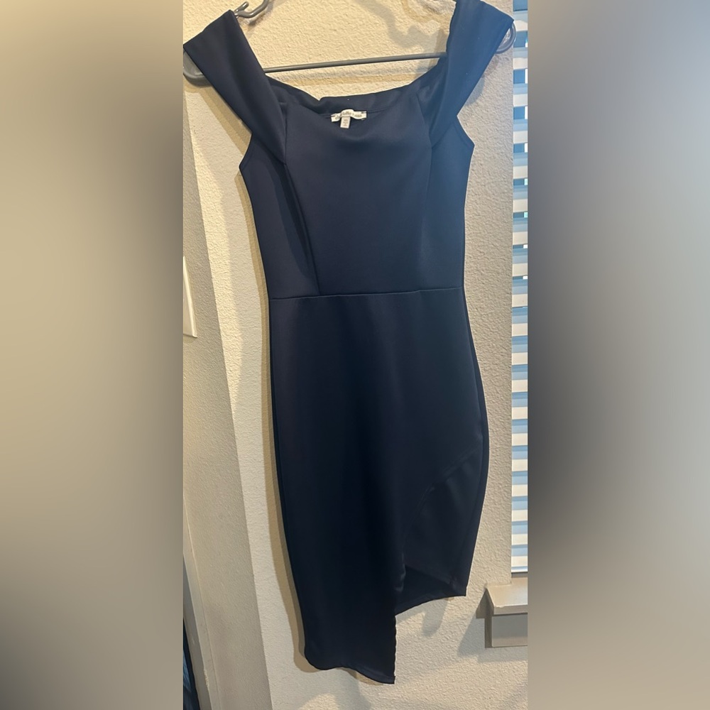 Navy Blue Off the Shoulder Dress
